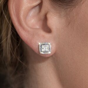 TruMiracle 10k White Gold 1/2 Carat Diamond Earrings